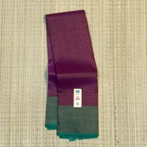 Antique Plum & Sea Green Pure Silk Saree with Rich Gold Zari Brocade