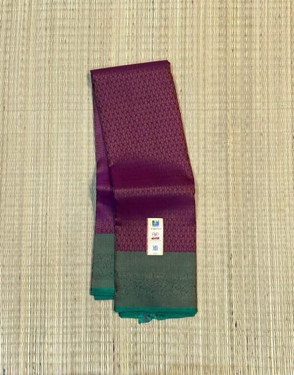 Antique Plum & Sea Green Pure Silk Saree with Rich Gold Zari Brocade