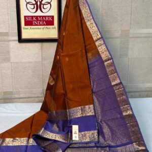 Elegant Copper & Royal Blue Gold Zari Silk Saree
