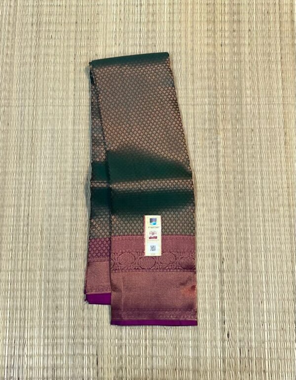 Regal Olive Green & Wine Magenta Kanchipuram Silk Saree