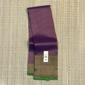 Regal Plum Purple & Emerald Green Kanchipuram Silk Saree