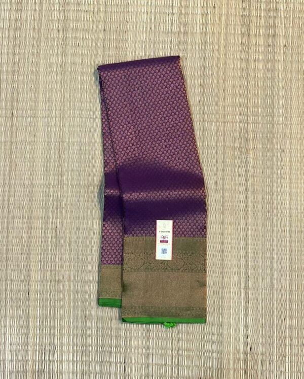 Regal Plum Purple & Emerald Green Kanchipuram Silk Saree