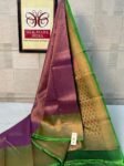 Regal Plum Purple & Emerald Green Kanchipuram Silk Saree