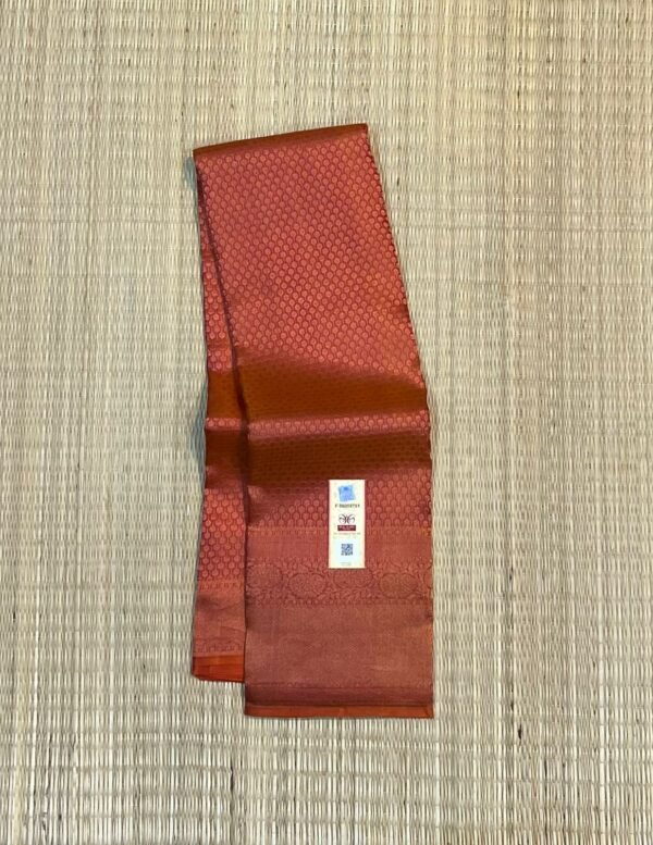 Radiant Copper-Orange and Crimson Pure Soft Silk Saree with Rich Gold Zari Work