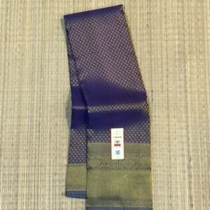 Regal Deep Violet and Olive-Grey Pure Soft Silk Saree with Antique Gold Zari Work
