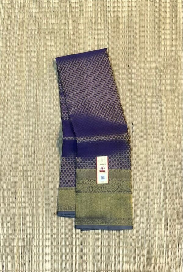 Regal Deep Violet and Olive-Grey Pure Soft Silk Saree with Antique Gold Zari Work