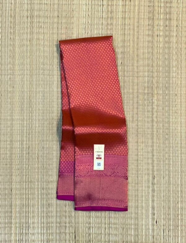 Stunning Tomato Red and Rani Pink Pure Soft Silk Saree with Rich Gold Zari Work