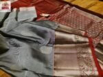 Chic Silver Grey & Deep Maroon Silver Zari Silk Saree