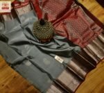 Chic Silver Grey & Deep Maroon Silver Zari Silk Saree
