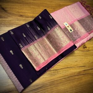 Regal Deep Purple & Pastel Pink Gold Zari Saree