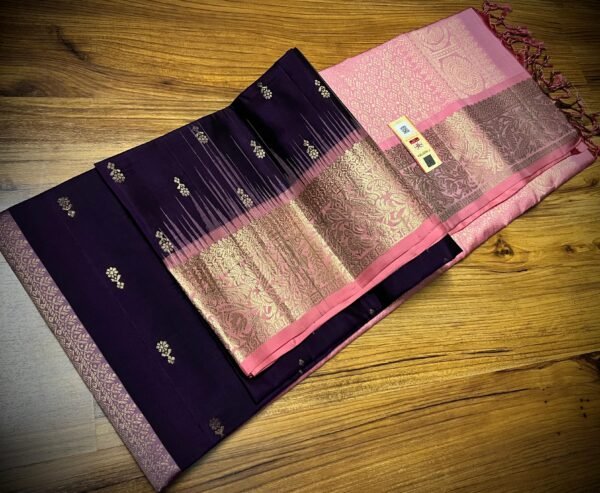 Regal Deep Purple & Pastel Pink Gold Zari Saree