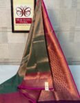 Traditional Bottle Green and Pink Pure Silk Saree – Silk Mark Certified
