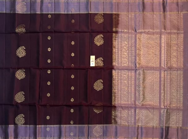 Deep Maroon & Lavender Gold Zari Silk Saree