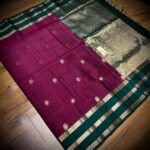Elegant Wine & Rama Green Soft Silk Saree with Traditional Gold Zari Buttas and Rich Pallu