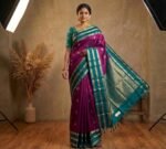 Elegant Wine & Rama Green Soft Silk Saree with Traditional Gold Zari Buttas and Rich Pallu
