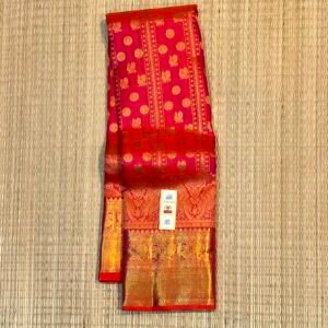 Exquisite Dual-Tone Orange and Pink Soft Silk Saree with Rich Gold Zari Border & Elaborate Pallu