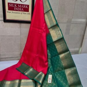 Exquisite Rani Pink Soft Silk Saree with Rich Green Gold Zari Border & Pallu