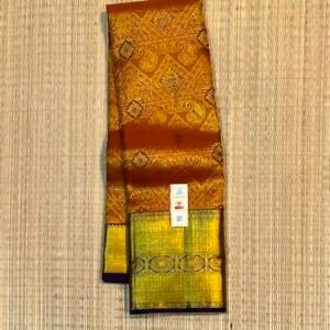 Regal Deep Violet Soft Silk Saree with Ornate Mustard Yellow Pallu and Rich Gold Zari Grid Work