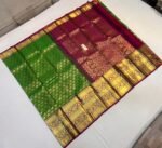 Emerald Green & Magenta Kanchipuram Silk Saree with Rich Gold Zari Border