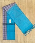 Aqua Blue & Silver Grey Gold Zari Checked Kanchipuram Silk Saree