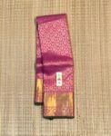 Elegant Pink Kanchipuram Silk Saree with Traditional Gold Zari Weaving & Rich Border