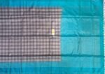 Aqua Blue & Silver Grey Gold Zari Checked Kanchipuram Silk Saree