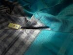 Aqua Blue & Silver Grey Gold Zari Checked Kanchipuram Silk Saree