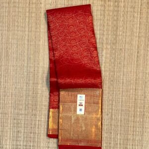 Classic Red Kanchipuram Silk Saree with Intricate Gold Zari Diamond Weave & Rich Border