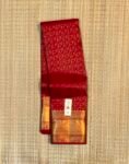 Bridal Scarlet Red Soft Silk Saree with All-Over Gold Zari Jaal Weave and Traditional Temple Border