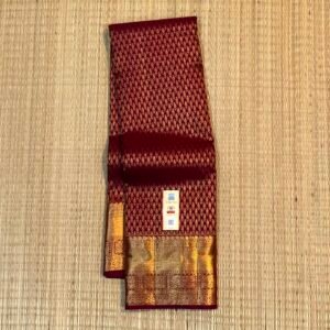 Bridal Scarlet Red Soft Silk Saree with All-Over Gold Zari Jaal Weave and Traditional Temple Border