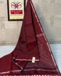 Elegant Maroon Pure Silk Saree with Zari Border and Striped Pallu