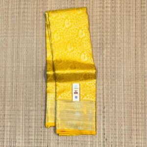 Divine Haldi Yellow Kanjivaram Silk Saree with All-Over Gold Zari Weaving