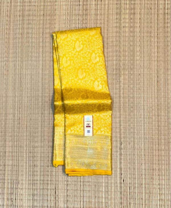 Divine Haldi Yellow Kanjivaram Silk Saree with All-Over Gold Zari Weaving