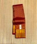 Bridal Scarlet Red Soft Silk Saree with Elegant Diagonal Lattice Work and Ornate Gold Zari Pallu