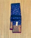 Exquisite Royal Blue Soft Silk Saree with Intricate Floral Buttas and Contrast Magenta Brocade Pallu