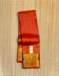 Radiant Tangerine Orange Soft Silk Saree with Ornate Gold Zari Grid and Festive Red Pallu