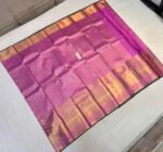 Elegant Onion Pink and Lavender Kanjivaram Silk Saree with All-Over Gold Zari Brocade