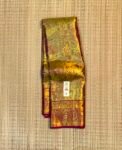 Royal Mustard Gold and Crimson Red Soft Silk Saree with Full Tissue Weave & Ornate Gold Zari Border