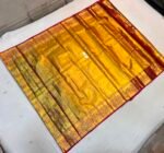 Royal Mustard Gold and Crimson Red Soft Silk Saree with Full Tissue Weave & Ornate Gold Zari Border