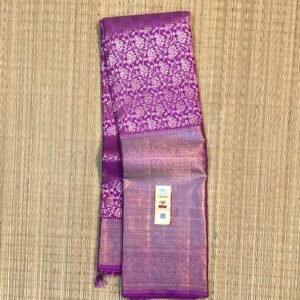 Elegant Orchid Pink and Lavender Kanjivaram Silk Saree with Heavy Gold Zari Brocade