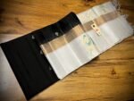 Elegant Black Kanchipuram Silk Saree with Gold Zari Buttas, Contrast White Border & Rich Gold Zari Pallu