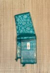 Elegant Teal Kanchipuram Pure Silk Saree with Silver Zari Floral Weave