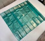 Elegant Teal Kanchipuram Pure Silk Saree with Silver Zari Floral Weave