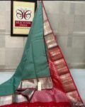 Elegant Sage Green Soft Silk Saree with Crimson Red Silver Zari Border & Pallu