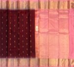 Majestic Wine & Blush Pink Kanjivaram Silk Saree with Gold Zari Buttas