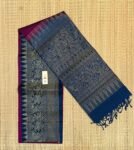 Royal Magenta & Navy Blue Gold Zari Turning Kanchipuram Silk Saree