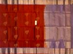 Traditional Rust Orange Kanchipuram Silk Saree with Gold Zari Motifs