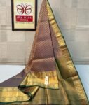 Elegant Mauve & Bottle Green Pure Silk Saree with Rich Gold Zari Brocade Border