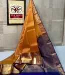Radiant Mustard Yellow & Deep Violet Pure Silk Saree with Rich Gold Zari Border