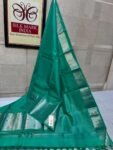 Enchanting Emerald Green Soft Silk Saree with Matching Border & Self Silver Zari Pallu